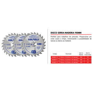 DISCO DE CORTE MADEIRA 180MM 40D FURO 22,23MM
